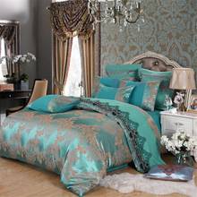 Comforter Bedding Sets Tencel Silk Luxury Duvet Cover Bed Sheet Hot Sale Queen King Double Blue Jacquard Bed Linens Set 2024 - buy cheap