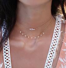 Fashion 925 Sterling Silver Gem Triple Stone Pendant Necklace AAA Cz Paved Trendy Choker Gold Chain For Women Girl Gift Jewlery 2024 - buy cheap