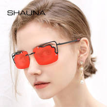 SHAUNA-gafas de sol cuadradas de Metal sin montura para mujer, a la moda lentes transparentes, con degradado UV400 2024 - compra barato