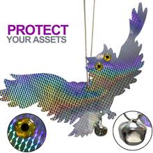 Dispositivo de alarme de controle laser reflexivo coruja repelente de pássaro falso coruja assusta pássaro pombos pica repelente 2024 - compre barato