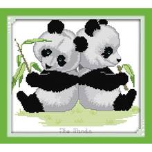 Joy Sunday наборы для вышивки крестом DIY две милые панды с принтом Китайская вышивка рукоделие для подвешивания в некоторых детских комнатах 2024 - купить недорого
