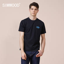 SIMWOOD-Camiseta con estampado de letras para hombre, camisa 2021 de algodón transpirable, de talla grande, amigable con la piel, SK120286, novedad de verano 100% 2024 - compra barato