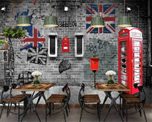 3DBEIBEHANG 3d wallpaper Europe and America retro nostalgic London phone booth cafe restaurant wall bar KTV decorative mural 2024 - buy cheap