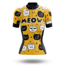 SPTGRVO Lairschdan funny yellow cat bicycle shirt 2020 summer cycling jersey women cycling clothing ladies mtb jersey bike tops 2024 - buy cheap