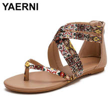 YAERNI  Summer New Women Shoes Fashion Casual Outdoor Beach Slippers Comfortable Flat Bottomed Toe Women Sandals Plus Size 2024 - buy cheap
