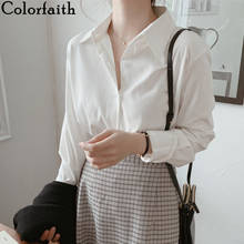 Colorfaith New 2020 Women Summer Autumn Blouses Shirts Fashionable Single Breasted Casual Vintage Office  Minimalist Tops BL773 2024 - buy cheap