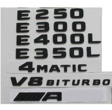 Emblemas pretos brilhantes para mercedes benz, modelos e200, e220, e250, e300, e320, e350, e400, 4 mático 2024 - compre barato