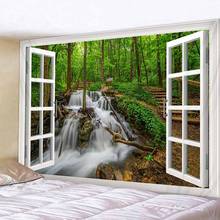 3D Window Natural Scenery Tapestry Wall Hanging Backdrop Decor Hippie Tapestry Wall Carpet Printed Psychedelic Tapestry Blanket 2024 - buy cheap