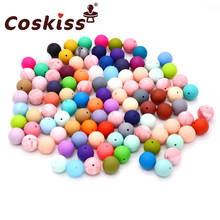 Coskiss 100pc Silicone Baby Teething Beads 15mm Safe Food Grade Care Chew Round BPA Free Silicone Beads Teether Nursing Necklace 2024 - buy cheap