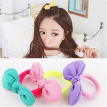 10Pcs Children's fruit color rabbit ears Bow knot flower hair rope rubber band chiffon hair ring jewelry wholesale 2024 - buy cheap