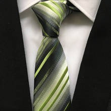 2022 Men's Ties Jacquard Woven Neck Tie Green Stripes with Embroidery Flowers Necktie 2024 - buy cheap