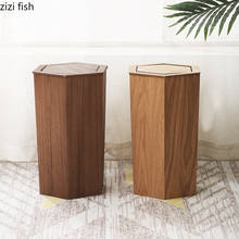 Cubo de basura hexagonal de madera para cocina, cubo de basura para uso en restaurante, Hotel, oficina, hogar, suministros rústicos para el hogar 2024 - compra barato