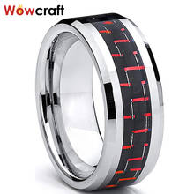 8mm Men Women Tungsten Carbide Wedding Band Rings Carbon Fiber Inlay Beveled Edges Polished Shiny Comfort Fit Personal Customize 2024 - buy cheap