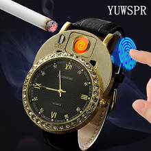 Cigarette Lighter Watches Mens Quartz Watch USB Rechargeable Luxury Diamond Dial Casual Wristwatches for Men Male Clock JH391-2 2024 - buy cheap