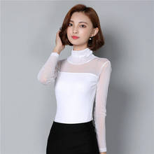 2020 New Autumn Winter Women Model Turtleneck Bottoming T Shirt Fashion Korean Long Sleeve Mesh Perspective Silm Tees Tops A106 2024 - buy cheap