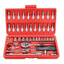 Conjunto de ferramentas para reparo de automóveis, 46 peças, conjunto de ferramentas, chaves de torque, catraca, soquete, ferramenta de reparo manual 2024 - compre barato