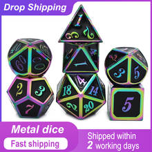 Metal Dice D4 D6 D8 D10 D% D12 D20 With Black Soft Pouch for DnD RPG Board Games Colorful Black 7 Pcs Dice Set Box Fast Shipping 2024 - buy cheap