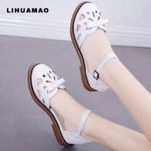 LIHUAMAO summer women square heel sandals casual comfy Med heel Ankle strap vintage fashion elegance gladiator sandals 2024 - buy cheap