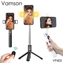 Vamson-trípode para móvil, palo Selfie inalámbrico con Bluetooth, control remoto, 3 colores, 9 modos, doble Luz de relleno, para iPhone, iOS, Android, VP405 2024 - compra barato