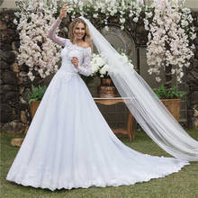 Princess Wedding Dresses for Women Bride 2022 Lace Appliques Off Shoulder Long Sleeve Luxury Bridal Gowns Vestido De Noiva 2024 - buy cheap