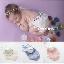 Dvotinst Newborn Baby Photography Props Crochet Knit Lace Mohair Headband+Outfits 2pcs Set Fotografia Studio Shooting Photo Prop 2024 - buy cheap