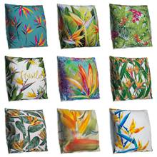 Floral Tropical Plant Leaves Pillowcase Cushion Cover Home Decor Rainforest Strelitzia Plants Throw Sofa Car Cushion Cover 2024 - buy cheap