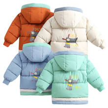 2021 crianças jaqueta de algodão inverno com capuz de pelúcia jaqueta de algodão casaco blusão novos meninos meninas comprimento médio de pelúcia cintura 2024 - compre barato