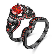 Skull Red Crystal Zircon Ring Women Black Punk Set For Women Wedding Jewelry 2024 - buy cheap
