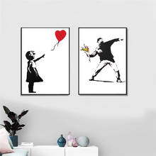 Pintura en lienzo con grafiti de Banksy, imágenes de chica con globo rojo, póster de Arte de pared en blanco y negro, decoración nórdica para sala de estar y el hogar 2024 - compra barato