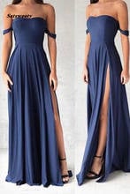 2022 Charming Sexy Off Shoulder Chiffon Evening Gowns A-Line Scoop Side Slit Prom Dresses 2024 - buy cheap