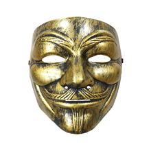 Máscaras de plata de Horror para Halloween, máscara de bronce V para Vendetta, Guy Fawkes, accesorio de disfraz de asesino de oro, 10 piezas 2024 - compra barato