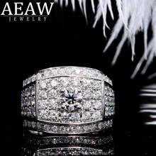 AEAW Luxurious Pave Moissanite Ring 18k White Gold 0.3ct 2CTW Round Cut Brillant Lab Diamond For Men's Wedding Men's Jewelry 2024 - buy cheap