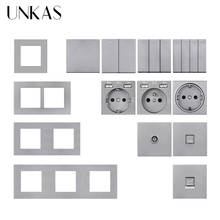 UNKAS Modules DIY Combination Free Matching French EU Socket USB Charger TV RJ12 Telephone RJ45 Computer Gray PC Plastic Panel 2024 - buy cheap