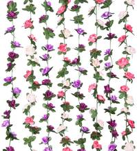 5 упаковок 2,5 м цветочная гирлянда искусственные розы лоза Искусственные цветы подвесные розы Плющ корзины Свадебная Арка Декор для сада 2024 - купить недорого