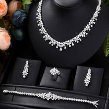 New Trendy 4PCS Luxury Tennis Necklace Statement Jewelry set For Women Wedding Cubic Zircon CZ African Dubai Bridal Jewelry 2024 - buy cheap