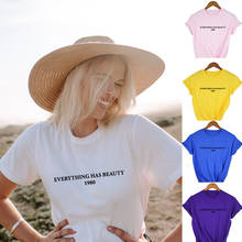 Everything Has Beauty 1980 Letters T-Shirt Women Funny Graphic Tee Casual White Tops Aesthetic Tumblr Grunge Slogan Ropa Mujer 2024 - buy cheap