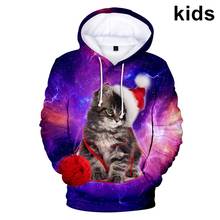 3 a 14 anos crianças hoodies christams gato galáxia espaço 3d moletom com capuz meninos meninas moda dos desenhos animados jaqueta casaco roupas adolescentes 2024 - compre barato