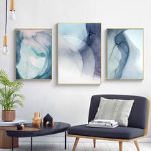 Modern Abstract Blue Marble Texture Canvas Paintings Wall Art Pictures Posters and Prints for Living Room Office Home Decor 2024 - buy cheap