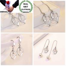 OMHXZJ Wholesale European Fashion Woman Party Birthday Wedding Gift Pearl Zircon 18KT White Gold Drop Earrings Ear Lines EA493 2024 - buy cheap