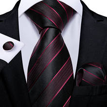 Identidade com laços e abotoaduras, gravata de luxo vermelho e preto com lenços para homens, conjunto de gravata de seda 100% para negócios, casamento e festa 2024 - compre barato
