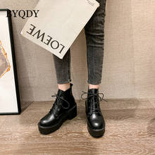 BYQDY-Botas de tacón alto con plataforma para mujer, botines góticos de punta redonda, con cordones y tacón grueso, color negro, 40 2024 - compra barato