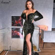 Simple Design Sequins Prom Dresses 2020 Long Sleeves Arabic Cocktail Dresses Woman Party Night Dubai Couture Sexy Evening Gowns 2024 - buy cheap