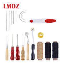 LMDZ 19Pcs Leather Craft Hand Stitching Sewing Tool Set Leather Craft Tool Sewing Saddle Groover Punch Tools Kit Thread Awl 2024 - buy cheap