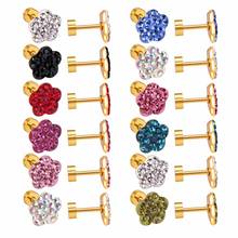 LUXUKISSKIDS 9mm 12Pairs/Lot Colorful Small Stud Earrings Set For Women Gold steel Jewelry Screw Earings 316L Stainless Steel 2024 - buy cheap