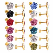 Luxukisskids 9mm 12 pares/lote colorido pequeno parafuso prisioneiro brincos conjunto para mulher ouro aço jóias parafuso earings 316l aço inoxidável 2024 - compre barato