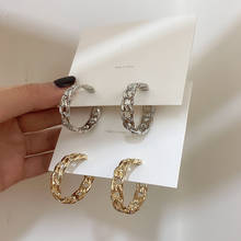 FLASHBUY Simple Korea Hollow Chain Hoop Earrings For Women Personality C-shaped Circle Round Metal Earrings Fashion Jewelry 2024 - buy cheap