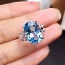 LeeChee Topaz Ring 10*14MM Blue Natural Gemstone Fashion Jewelry Real 925 Sterling Silver for Women Anniversary Gift Free Ship 2024 - buy cheap