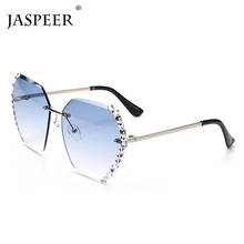 JASPEER-gafas de sol sin montura de cristal para mujer, anteojos de sol femeninos de marca de lujo, sin marco, graduales, hexagonales 2024 - compra barato