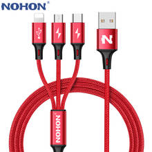 Original NOHON 3 IN 1 Type C 8Pin Micro USB Cable For iPhone 7 6 6S Plus iOS 10 9 8 Samsung Xiaomi Nokia Fast Charging Cord 2024 - buy cheap