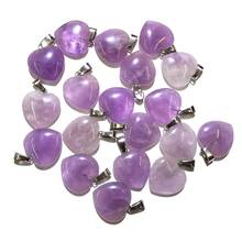 New 3PCS Natural Stone Peach Heart Shape Amethysts Pendant Necklace Charms Pendant for Jewelry Making DIY Necklace Size 16mm 2024 - buy cheap